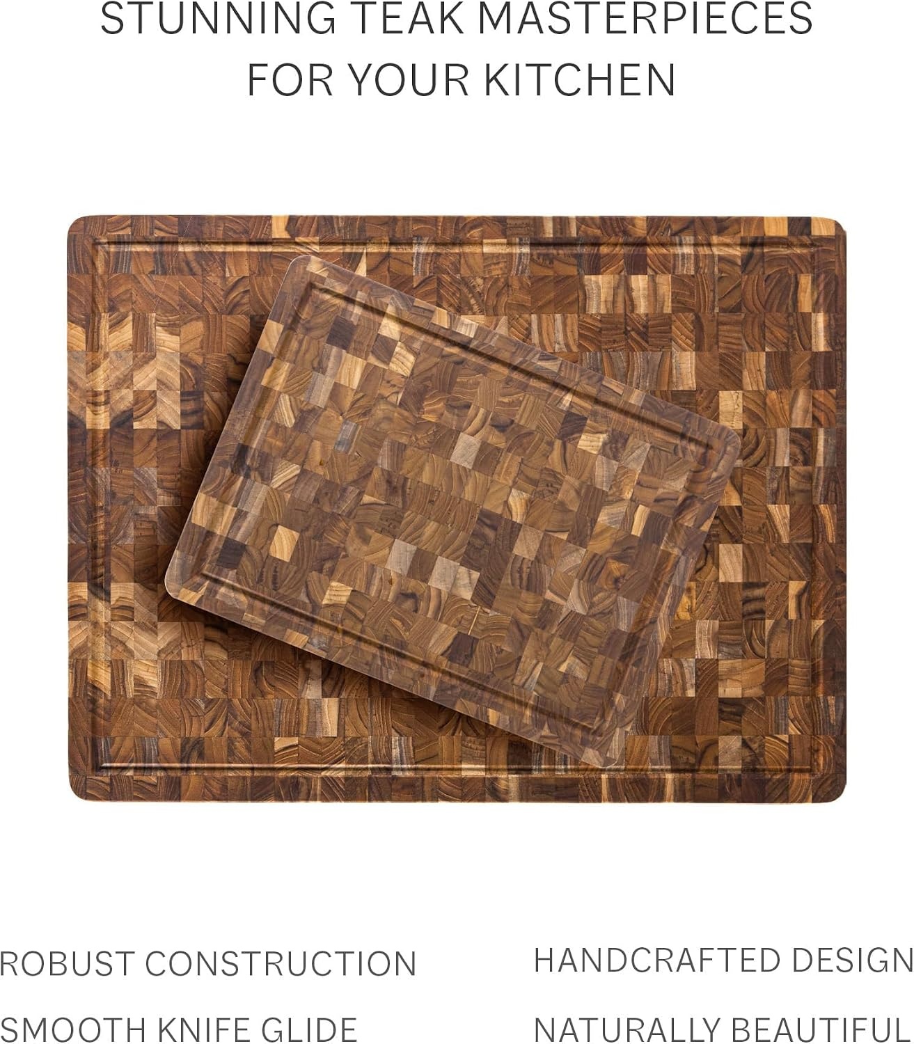 image:imageTeakhaus Butcher Block Cutting Board Extra Large Wooden Cutting Board Holiday Gift Ideas for Men and Women GiftReady End Grain Wood Knife Friendly FSC CertifiedWith Juice Groove