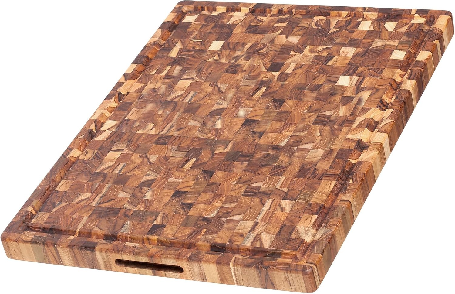 image:imageTeakhaus Butcher Block Cutting Board Extra Large Wooden Cutting Board Holiday Gift Ideas for Men and Women GiftReady End Grain Wood Knife Friendly FSC CertifiedWith Juice Groove