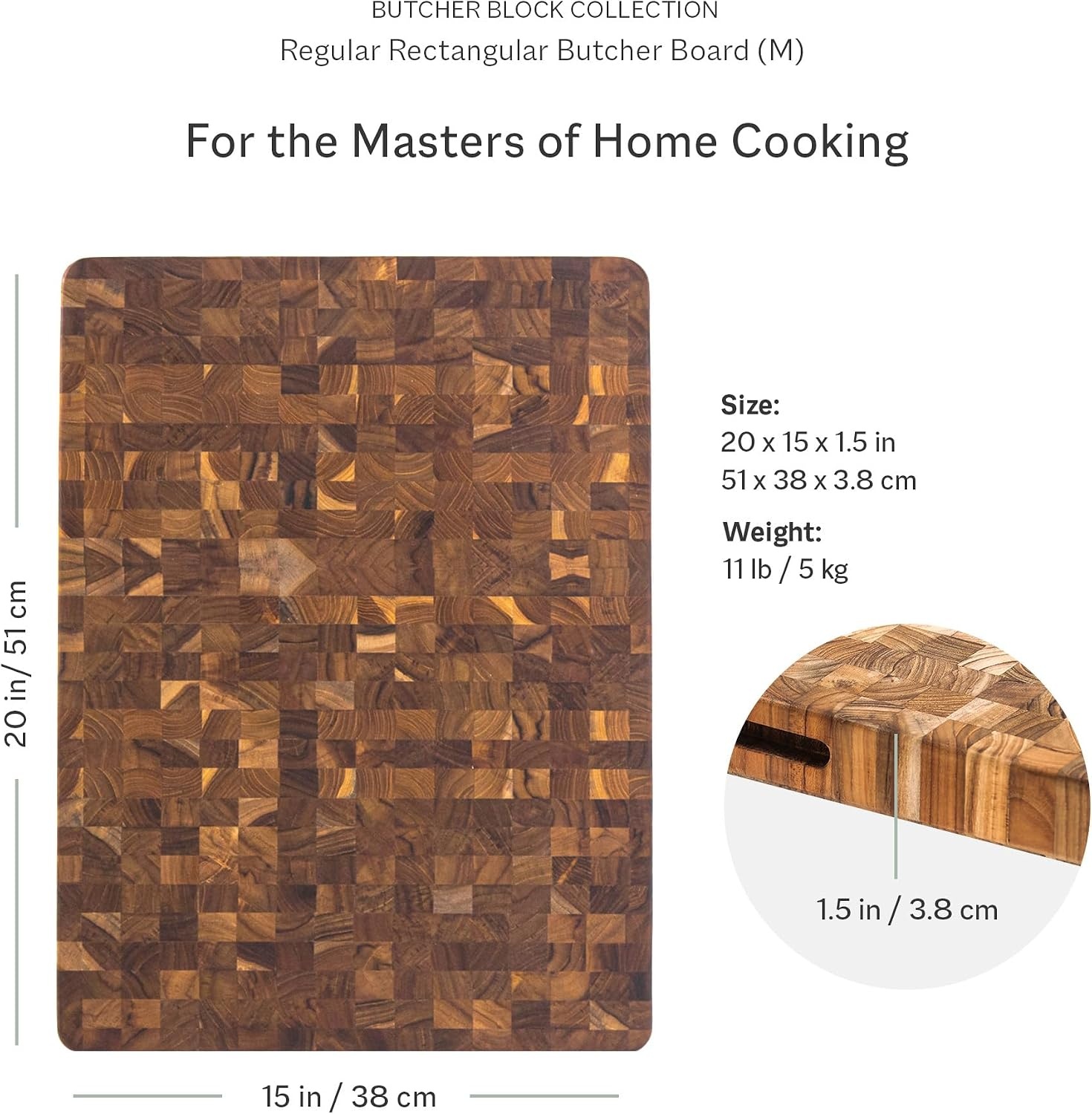 image:imageTeakhaus Butcher Block Cutting Board Extra Large Wooden Cutting Board Holiday Gift Ideas for Men and Women GiftReady End Grain Wood Knife Friendly FSC CertifiedWithout Juice Groove