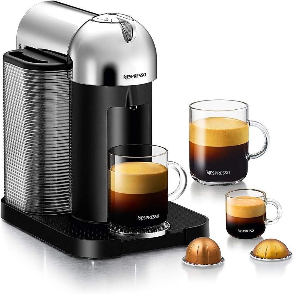 image:imageNespresso Vertuo Coffee and Espresso Maker by Breville Chrome with Aeroccino Milk FrotherChrome