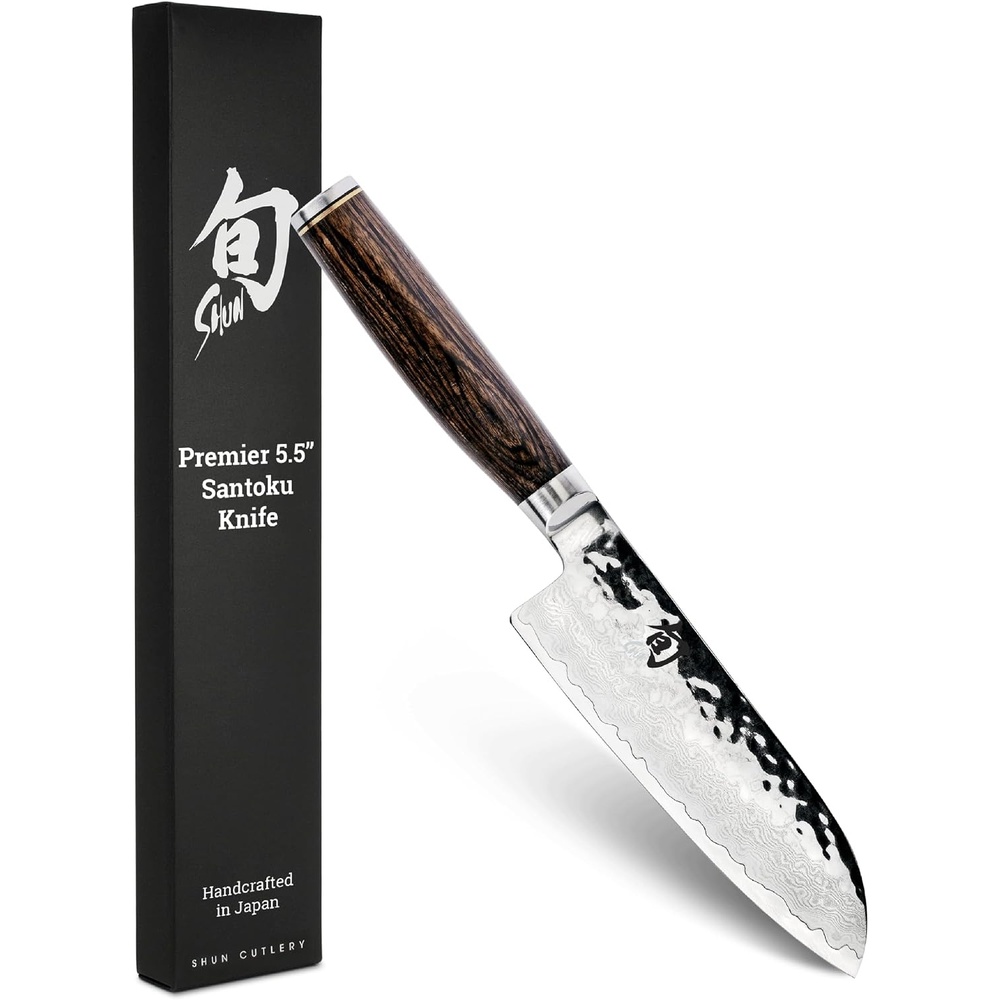 image:imageShun Premier Blonde 7 Santoku Knife  Handcrafted and HandSharpened Japanese All Purpose Knife VGMAX Core Damascus Stainless Steel Cladding Pakkawood HandleBrown