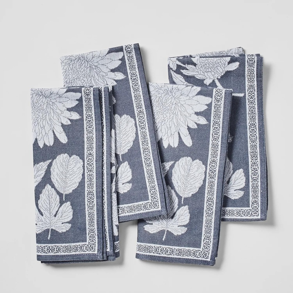 image:imageSur La Table Jacquard Floral Napkins Set of 4 IndigoIndigo