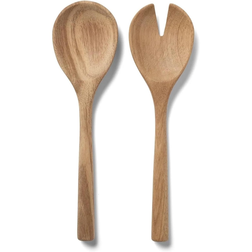 image:imageSur La Table Light Acacia Wood Servers Set of 2 Natural Light Acacia Wood Salad Spoon and Fork for Tossing and Table Serving Set of 2