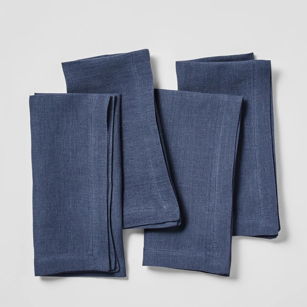 image:imageSur La Table Linen Napkins Set of 4 Indigo Premium Linen Blend Cloth Napkins in Rich Indigo for Dining and Entertaining Set of 4Indigo