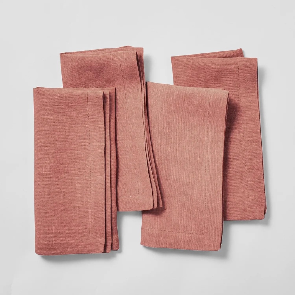 image:imageSur La Table Linen Napkins Set of 4 Indigo Premium Linen Blend Cloth Napkins in Rich Indigo for Dining and Entertaining Set of 4Terracotta