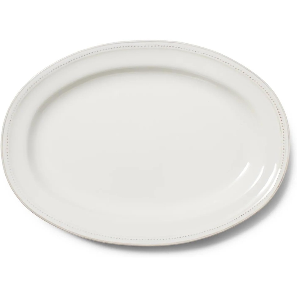 image:imageSur La Table Pearl Stoneware Serving Platter 1437 x 996 ChipResistant Tray with Raised Dot Border amp Distressed Edges VintageInspired Dinnerware Microwave amp Dishwasher