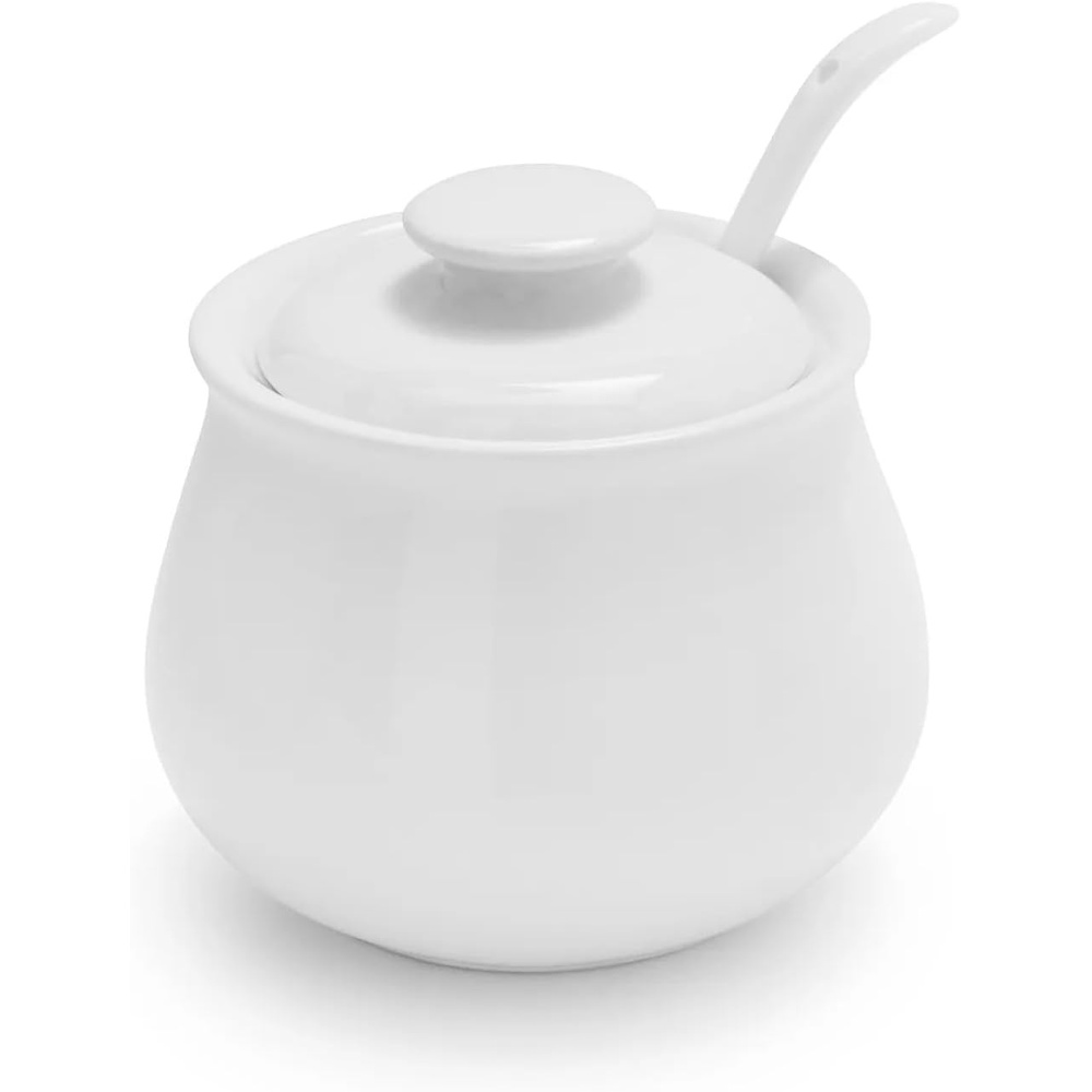 image:imageSur La Table Porcelain Sugar Bowl with Lid and Serving Spoon White