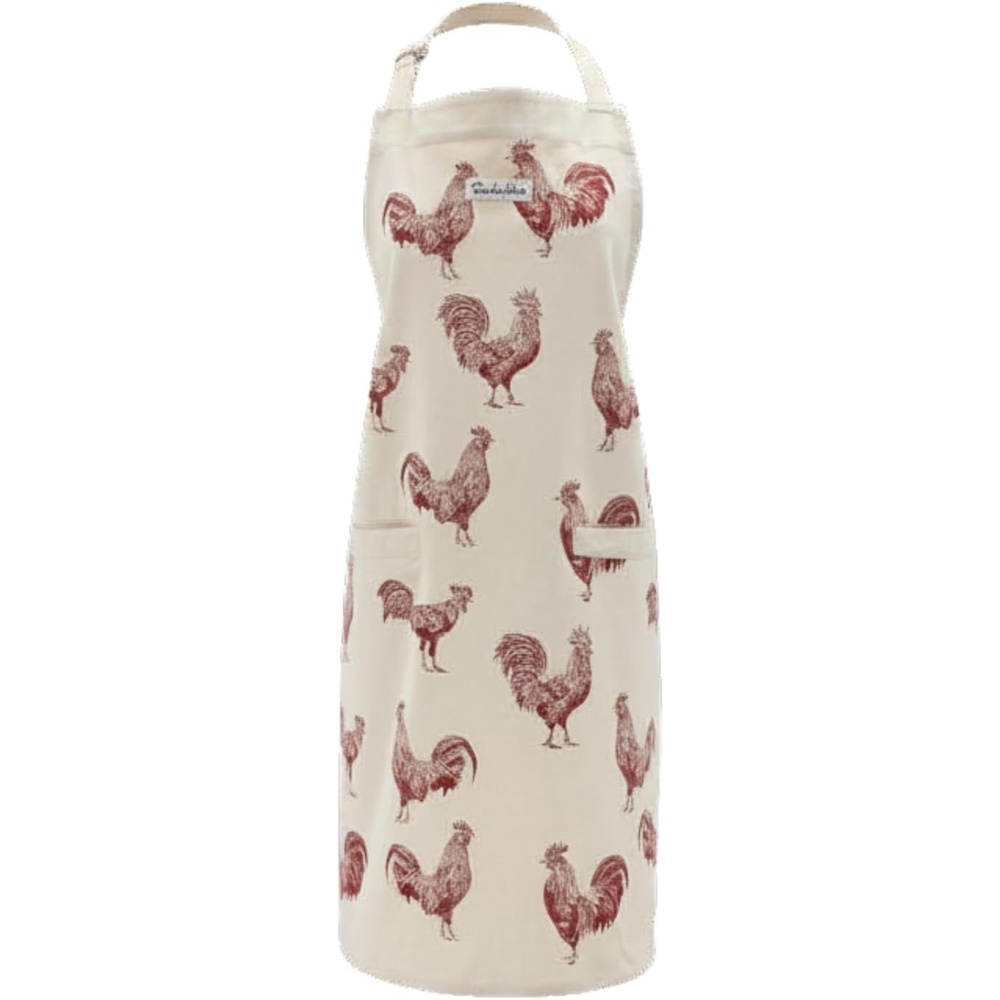 image:imageSur La Table Rooster Apron White FullCoverage Cotton Apron with Classic Rooster Design and Adjustable Neck Strap