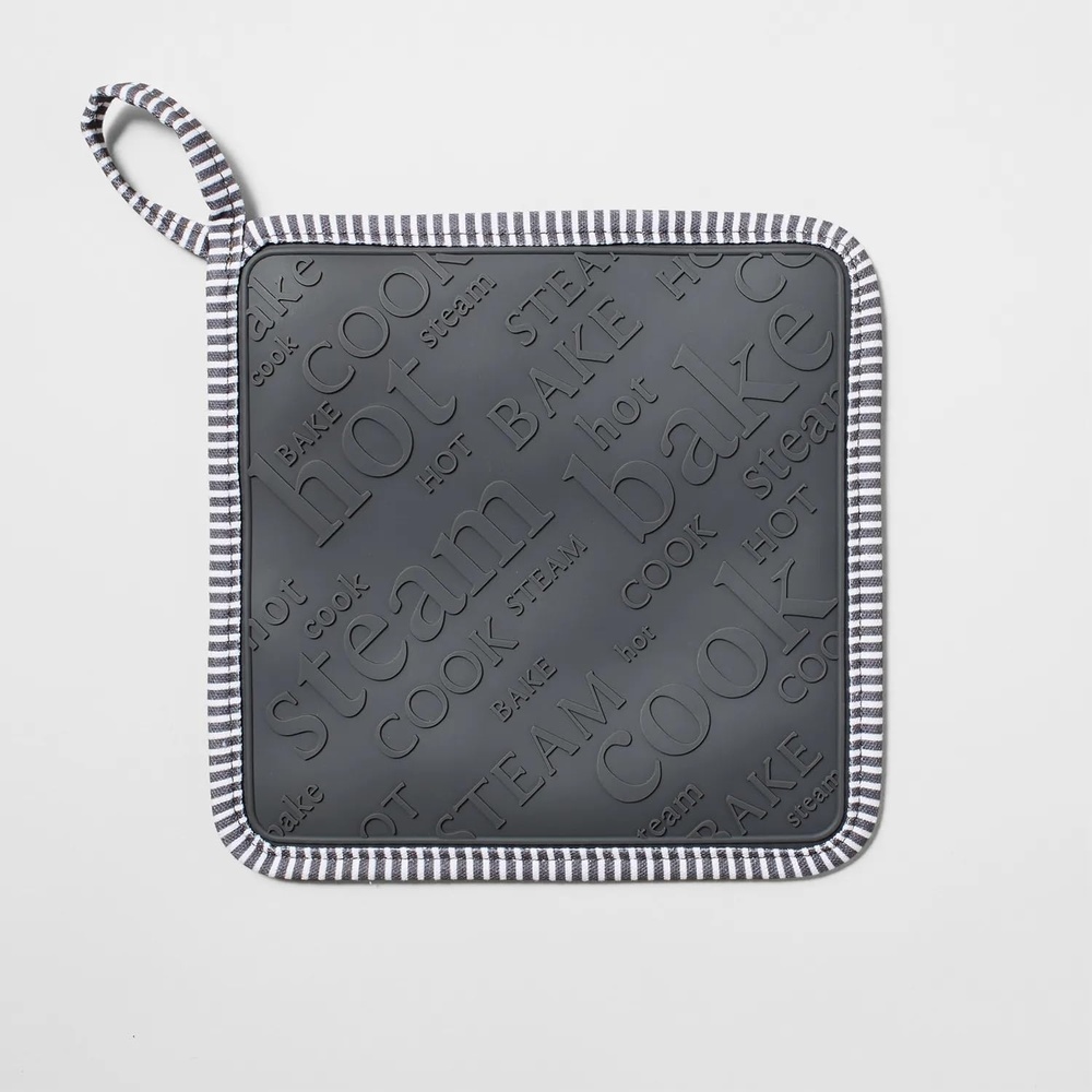 image:imageSur La Table Silicone Striped Pot Holder RedGray