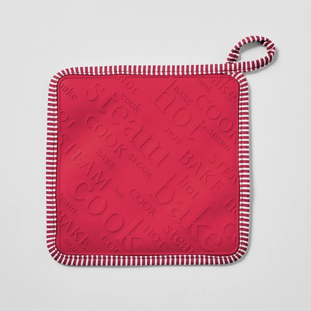 image:imageSur La Table Silicone Striped Pot Holder RedRed