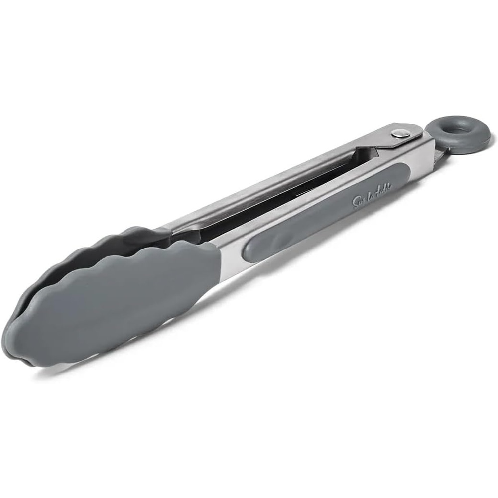 image:imageSur La Table SiliconeTipped Tongs 7 in Gray Compact Nonstick Tongs for Precision Plating and Small Plate Service 7 inGray