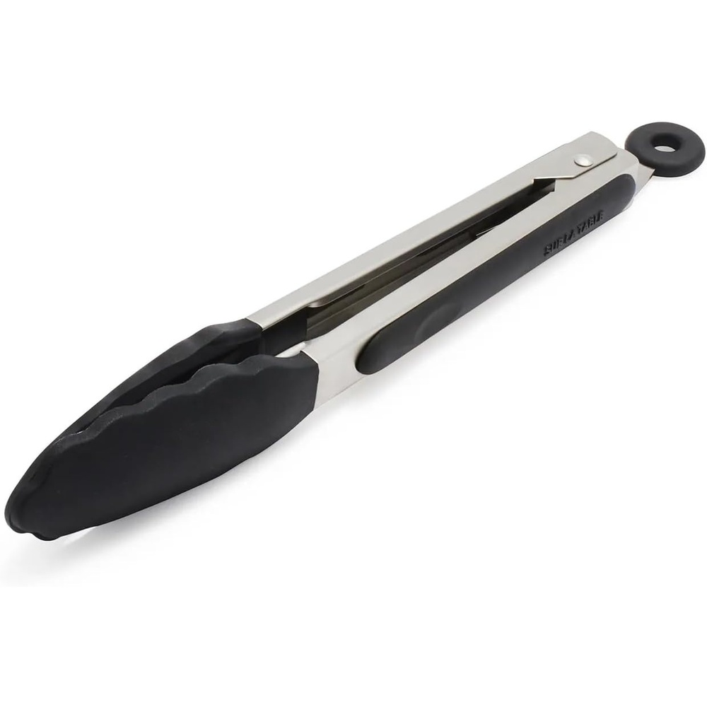 image:imageSur La Table SiliconeTipped Tongs 9 in Gray MidSize Nonstick Tongs for Everyday Stovetop Oven and Serving Tasks 9 inBlack
