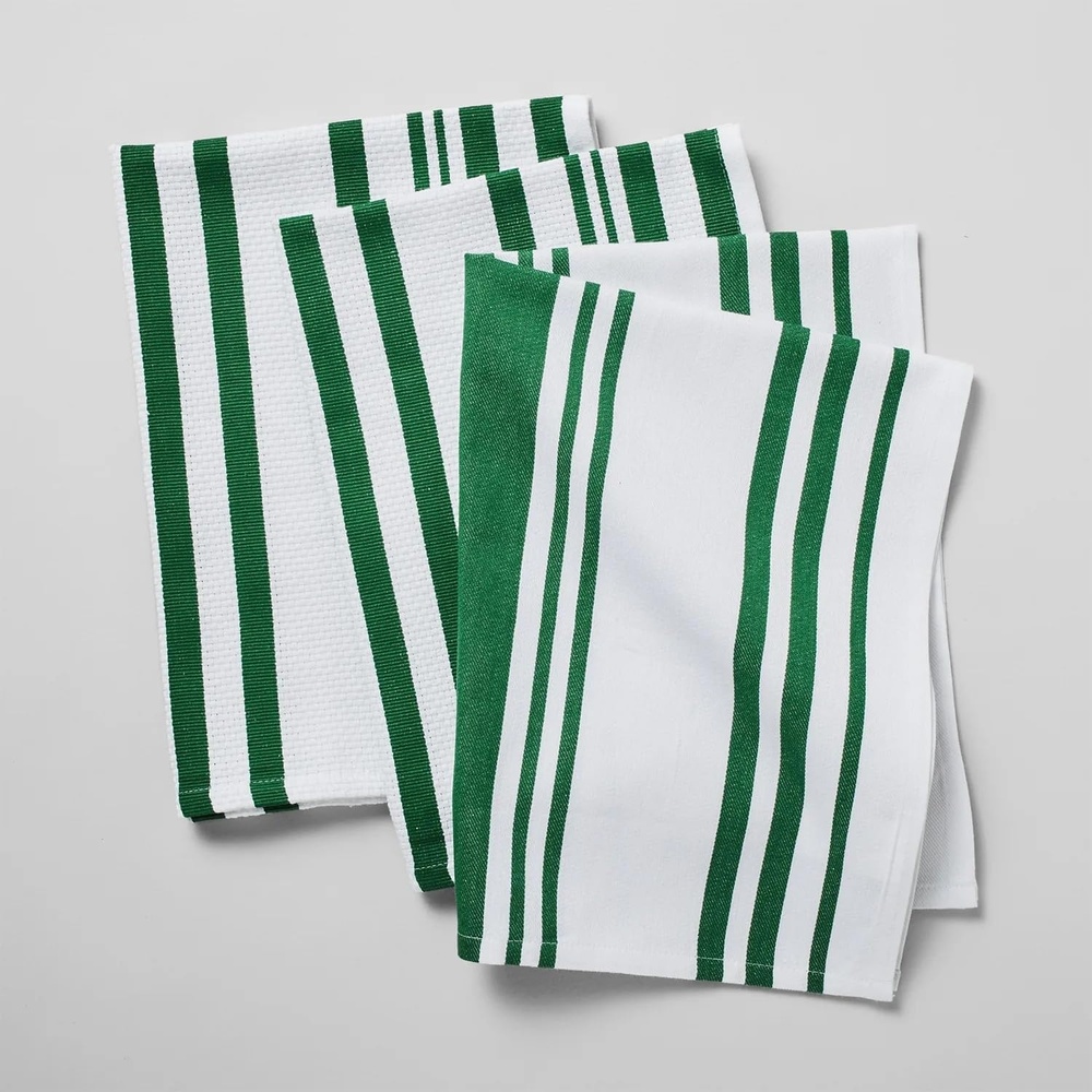 image:imageSur La Table Striped Kitchen Towels Set of 3 BasilBasil