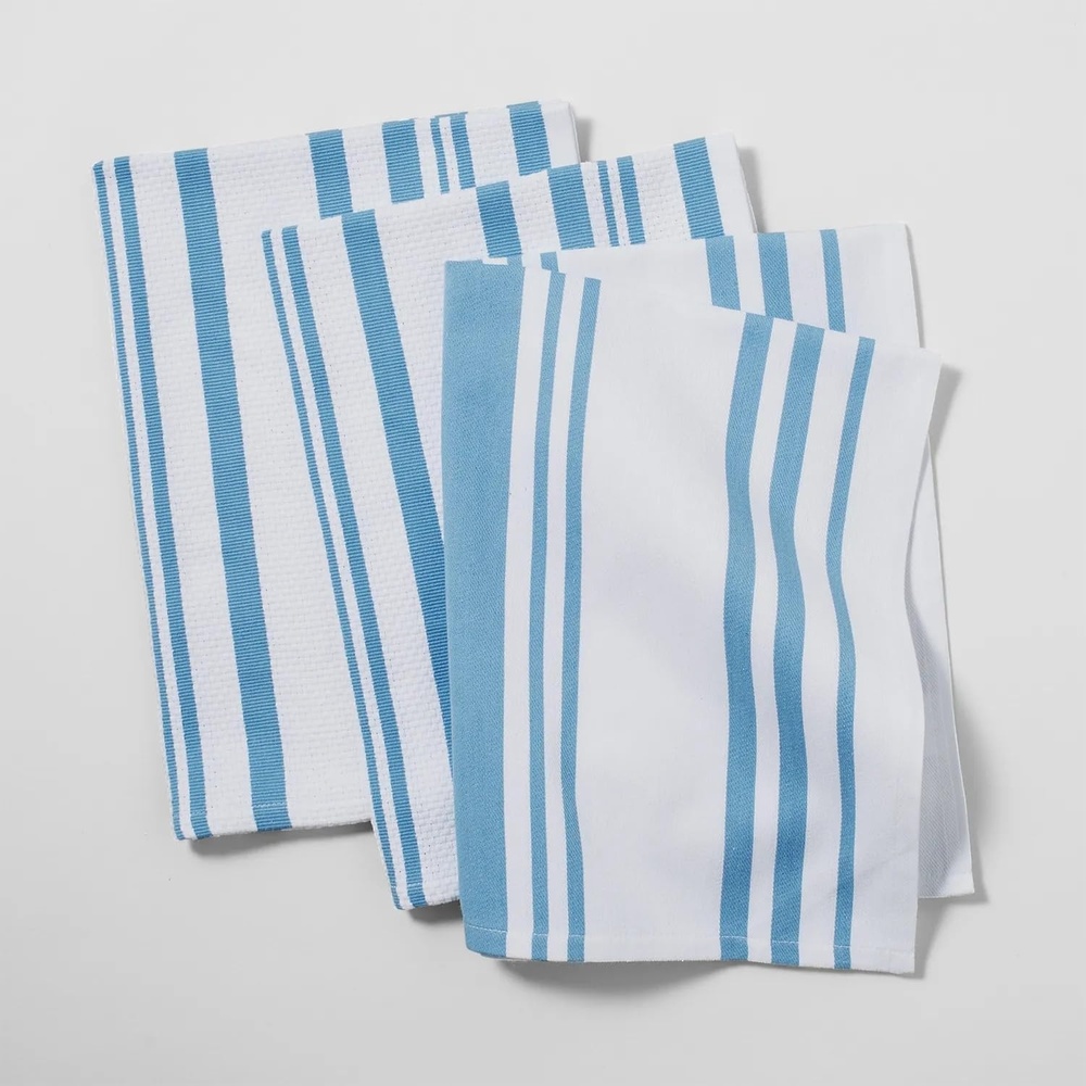 image:imageSur La Table Striped Kitchen Towels Set of 3 BasilLight Blue