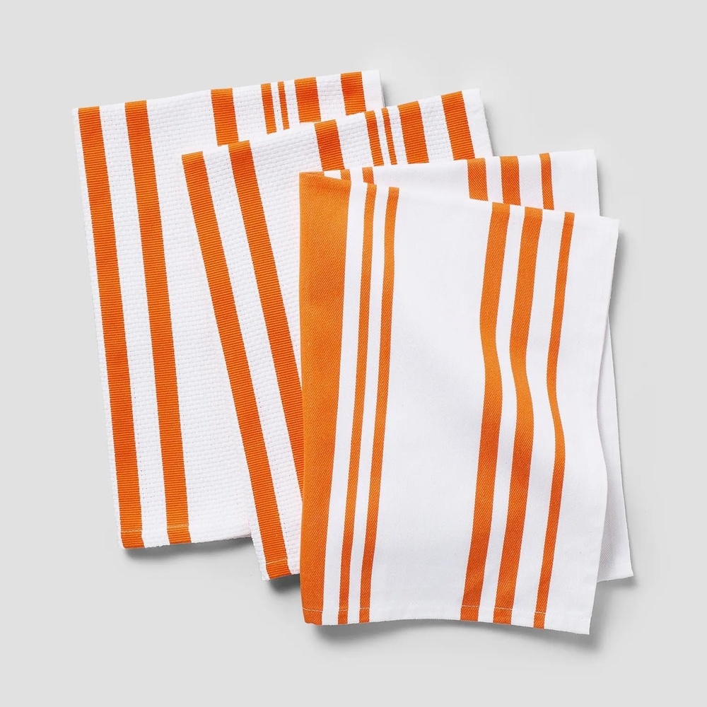 image:imageSur La Table Striped Kitchen Towels Set of 3 BasilOrange