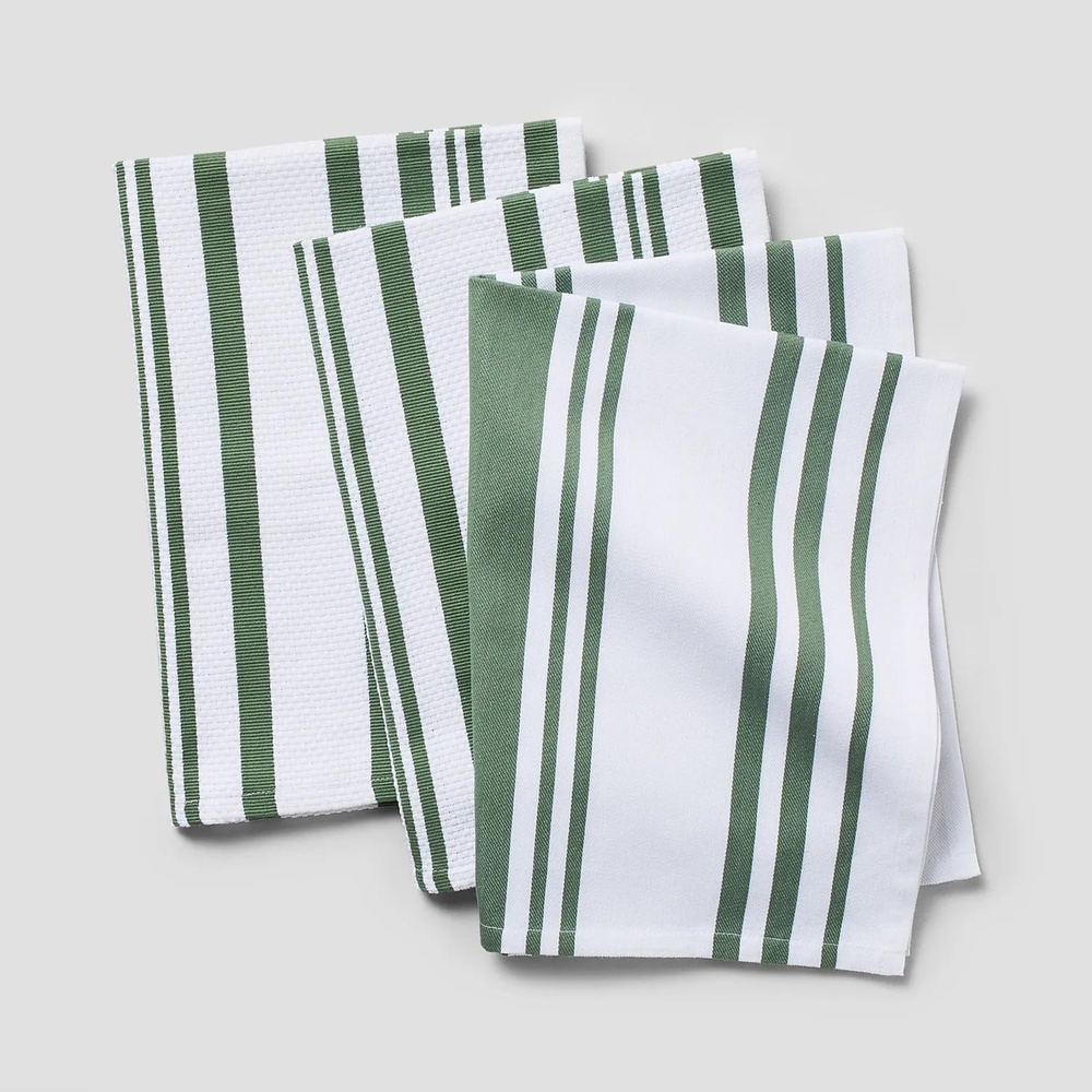 image:imageSur La Table Striped Kitchen Towels Set of 3 BasilSage