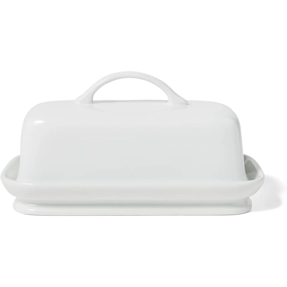 image:imageSur La Table White Butter Dish Covered Porcelain Vessel with Domed Lid for Counter Storage and Table Service