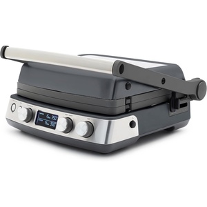 GreenPan Elite 7-in-1 Multi-Function Contact Grill & Griddle, Healthy Ceramic Nonstick Reversible Plates, Adjustable Shade & Shear, Closed Press/Open Flat Surface, PFAS-Free, Cream White(Graphite)