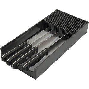 KNIFEdock Bamboo Knife Organizer for Kitchen Drawers – 15” In-Drawer Knife Block with Cork Composite – Space-Saving, Safe Storage for Your Knives(Plastic)