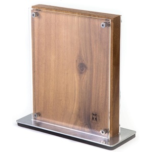 Schmidt Brothers – Acacia Midtown Magnetic Knife Block, Acacia Hardwood and Acrylic Shield, Universal Cutlery Storage For 8-10 Knives