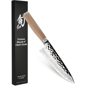Shun Premier Blonde 8″ Chef’s Knife | Handcrafted Japanese Kitchen Knife, VG-MAX Core, Damascus Stainless Steel Cladding, Pakkawood Handle(Blonde)