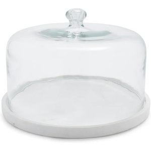 Sur La Table 11.5″ Glass Cloche with White Marble Base – Elegant Cake, Pie & Hors d’Oeuvres Server, Doubles as Party Serving Board