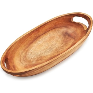 Sur La Table Acacia Serving Tray with Handles, Brown