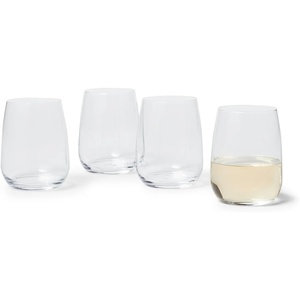Sur La Table Bistro Stemless Wine Glasses, Set of 4, Crystal-Clear Stemless Wine Glasses for Everyday Dining and Casual Entertaining, Set of 4