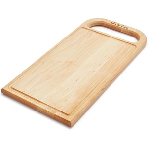 Sur La Table Everyday Cutting Board, 18 in x 9 in, Maple, Natural Maple Wood Board with Juice Grooves and Cut-Out Handle for Daily Prep, 18 in x 9 in