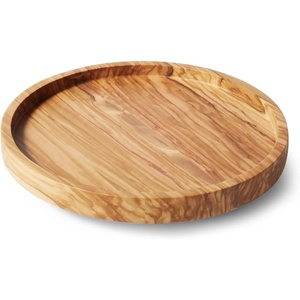 Sur La Table Italian Olivewood Lazy Susan – 10.5″ Round Rotating Serving Tray with Raised Edge, Warp-Resistant Wood for Condiments, Spices, Coffee Pods, or Table Centerpiece