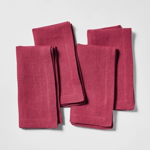 Sur La Table Linen Napkins, Set of 4, Indigo, Premium Linen Blend Cloth Napkins in Rich Indigo for Dining and Entertaining, Set of 4(Bordeaux)