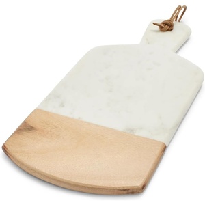 Sur La Table Marble and Acacia Wood Serving Paddle, White