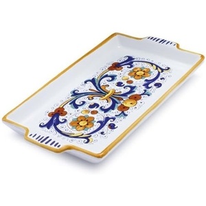 Sur La Table Nova Deruta Platter, Blue, Hand-Painted Italian Earthenware with Renaissance-Inspired Design, Made in Italy