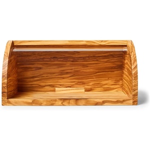 Sur La Table Olivewood Bread Box – 14.2″ Countertop Bread Storage with Clear Lid & Handle, Crafted from Natural Hardwood with Unique Grain, Keeps Baked Goods Fresher Longer