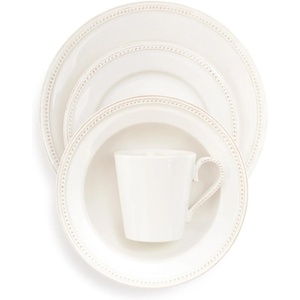 Sur La Table Pearl Stoneware 16-Piece Dinnerware Set, White