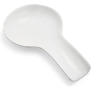 Sur La Table Porcelain Spoon Rest, Classic White Porcelain Utensil Rest for Stovetop and Counter Use
