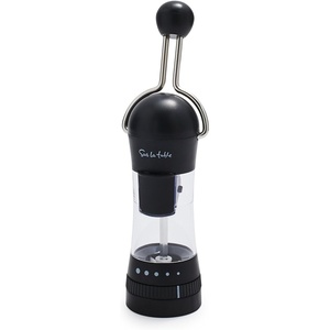 Sur La Table Ratchet Mill, Black – Ceramic Stone Grinder Pepper & Spice Grinder with Adjustable Coarseness, Front-Loading Refill, Durable Manual Seasoning Tool for Kitchen and Table(Black)