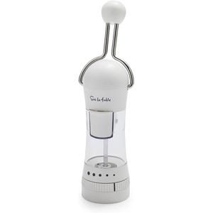 Sur La Table Ratchet Mill, Black – Ceramic Stone Grinder Pepper & Spice Grinder with Adjustable Coarseness, Front-Loading Refill, Durable Manual Seasoning Tool for Kitchen and Table(White)