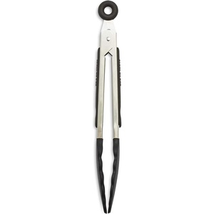Sur La Table Silicone-Tipped Tongs, 7 in, Gray, Compact Nonstick- Tongs for Precision Plating and Small Plate Service, 7 in(Black)
