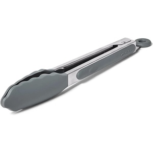 Sur La Table Silicone-Tipped Tongs, 9 in, Gray, Mid-Size Nonstick- Tongs for Everyday Stovetop, Oven and Serving Tasks, 9 in(Gray)