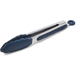 Sur La Table Silicone-Tipped Tongs, 9 in, Gray, Mid-Size Nonstick- Tongs for Everyday Stovetop, Oven and Serving Tasks, 9 in(Navy)