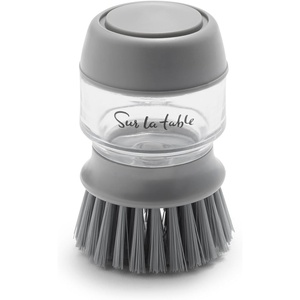 Sur La Table Soap Dispensing Palm Dish Brush, Gray