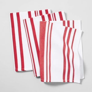 Sur La Table Striped Kitchen Towels, Set of 3, Basil(Ruby Red)