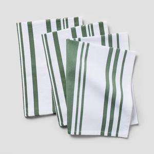 Sur La Table Striped Kitchen Towels, Set of 3, Basil(Sage)