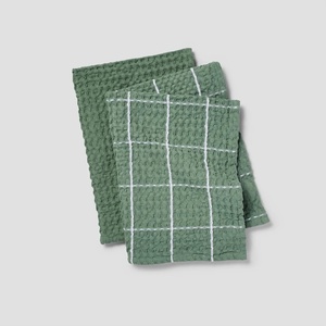 Sur La Table Washed Waffle Kitchen Towels, Set of 2, Dove Grey(Green)