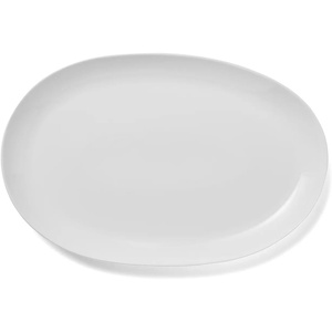 Sur La Table White Oval Platter, Classic White Stoneware Oval Platter for Proteins, Charcuterie and Family-Style Serving