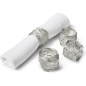 Sur La Table Wire Napkin Rings, Set of 4, Classic Stainless Steel Wire Napkin Rings for Everyday Table Setting and Entertaining, Set of 4(Silver)