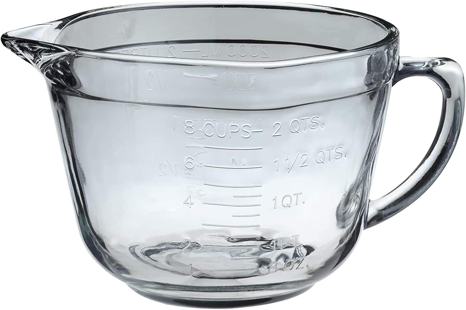 image:imageAnchor Hocking Batter Bowl 2 Quart Glass Mixing Bowl with Red LidClear