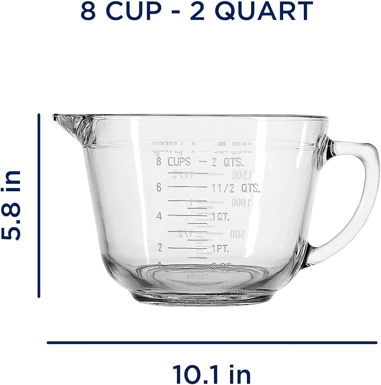 image:imageAnchor Hocking Batter Bowl 2 Quart Glass Mixing Bowl with Red LidClear