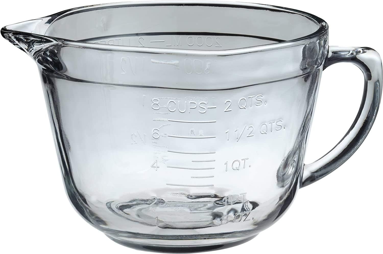 image:imageAnchor Hocking Batter Bowl 2 Quart Glass Mixing Bowl with Red LidClear